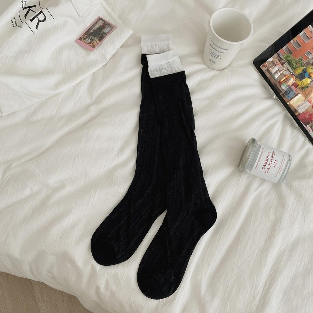 1 Pairs Breathable Japanese Long Socks Are All Size Cotton Socks Women Summer Thin Double Sports Style Knee High Calf Socks