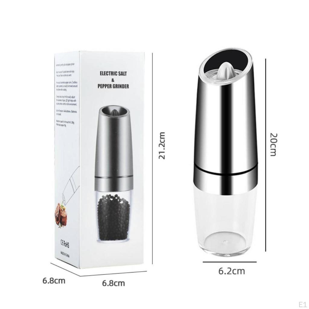 Electric Seasoning and Pepper Mill Stainless Steel Spice with Transparent Chamber Handheld