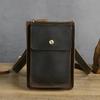 Retro Genuine Leather Waist Bag – Multifunctional Crossbody Pouch for 6-inch Phones