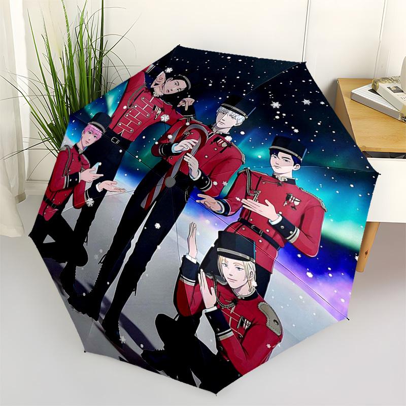 

1pc Outdoor Umbrella with Anime Characters, Automatic Opening/Closing, Portable 3-Fold Design, 8-Rib Iron Frame - Perfect for Fans, Travel, Daily