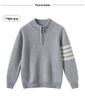Unisex Youth TB Half-Zip Cashmere Sweater with Classic Four-Bar Design