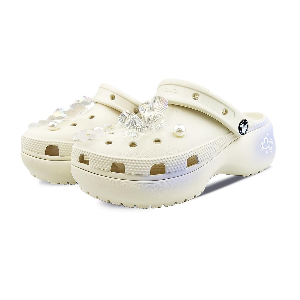 Crocs Classic Platform Clog BNK Taro Purple Sauce EVA Sweet Mood Fashion Hole Shoes Women's Bone White Gift Box Model