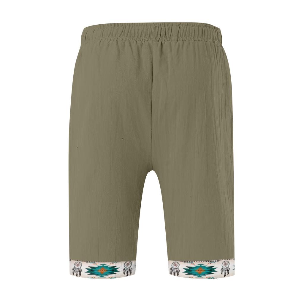Men's Cotton And Linen Solid Color Lace-up Sweatpants Men's Shorts Casual Pants