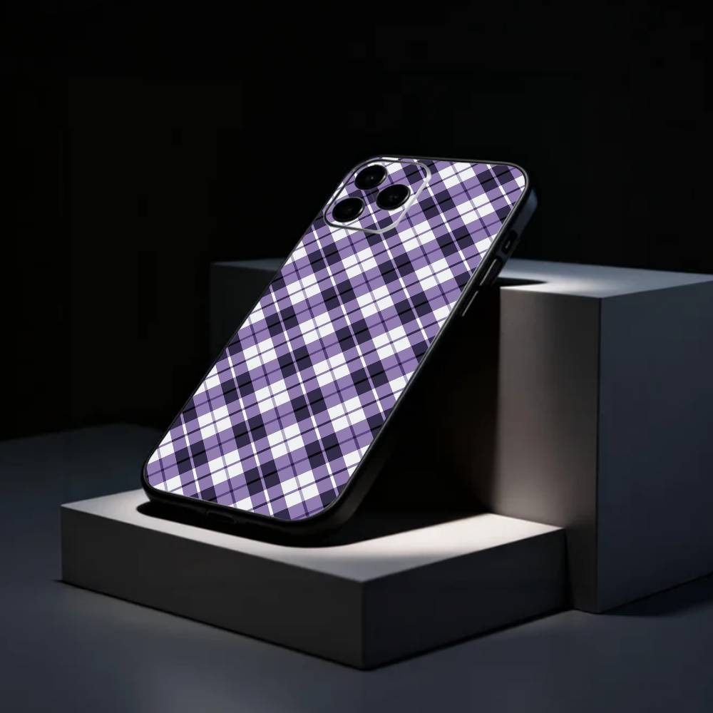 Coole P-Lila P-Kariertes Muster Handyhülle Silikon Weich Für IPhone 17 16 15 14 13 12 11 X XR Plus Pro Max Plus