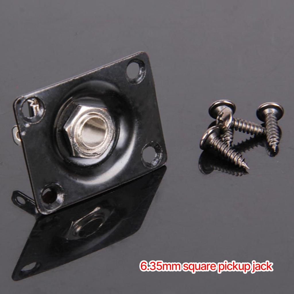 Guitar Input Output Jack Socket Plate Rectangular 1/4 Inch (6.35mm) with Mounting Screws for Electric Guitar Bass Parts