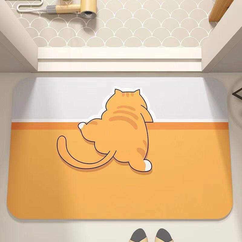 Smooth Diatom Mud Water Moisture-wicking Floor Mat Anime Bathroom Ground Surface Mat Home Entrance Door Mat Bathroom Foot Mat Easy To Handle
