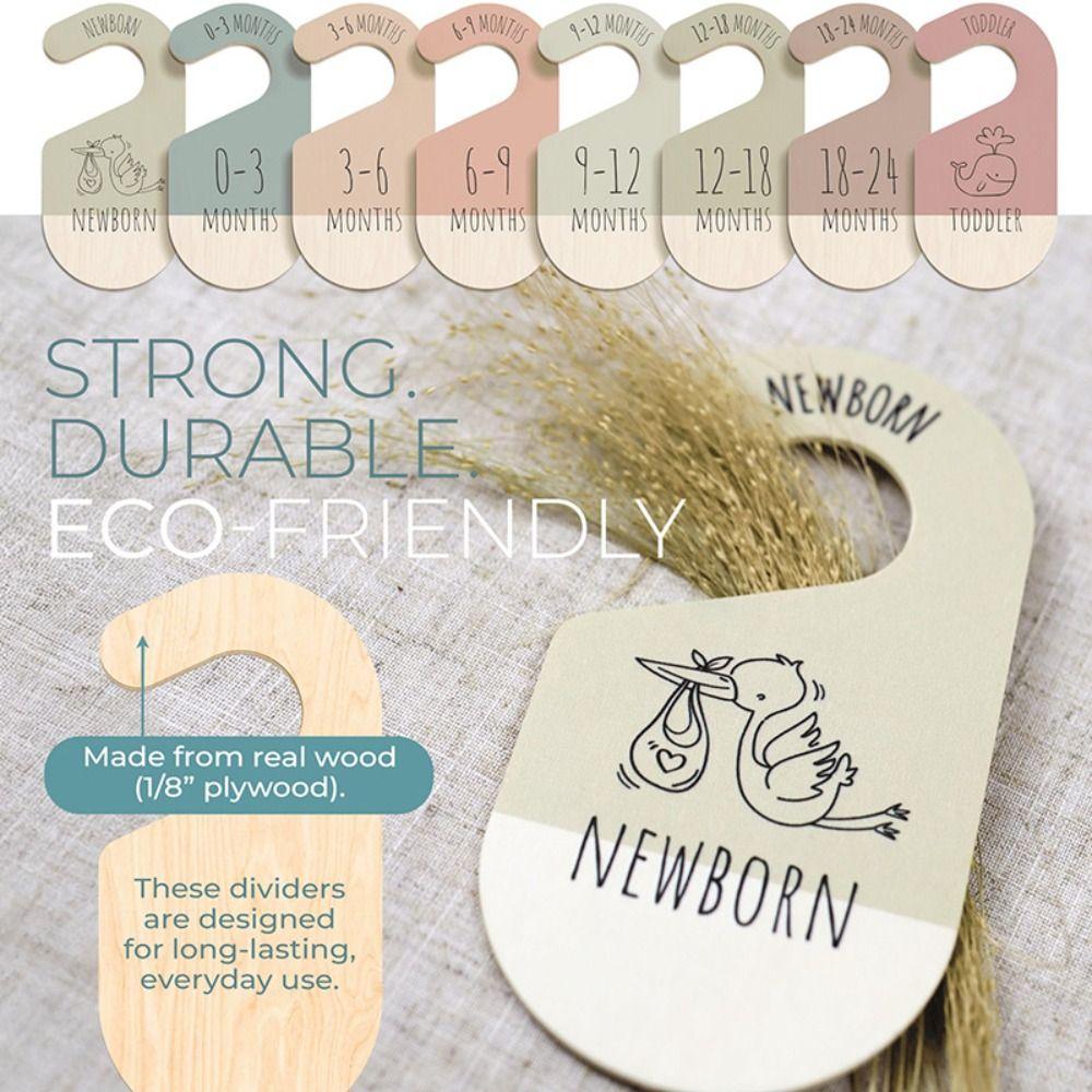

8Pcs Wooden Clothes Dividers Baby Wardrobe Closet Dividers Gift Size Dividers