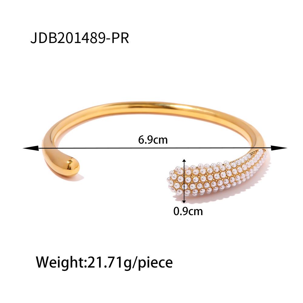 18K Gold Plated Titanium Steel Multi-Layer Diamond & Pearl Women's Bracelet