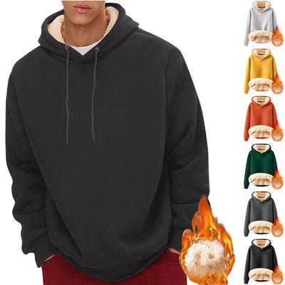 Erkekler İçin Sweatshirtler Uzun Kollu Polar Günlük Tüylü Kapüşonlu Kazak Sıcak Kış