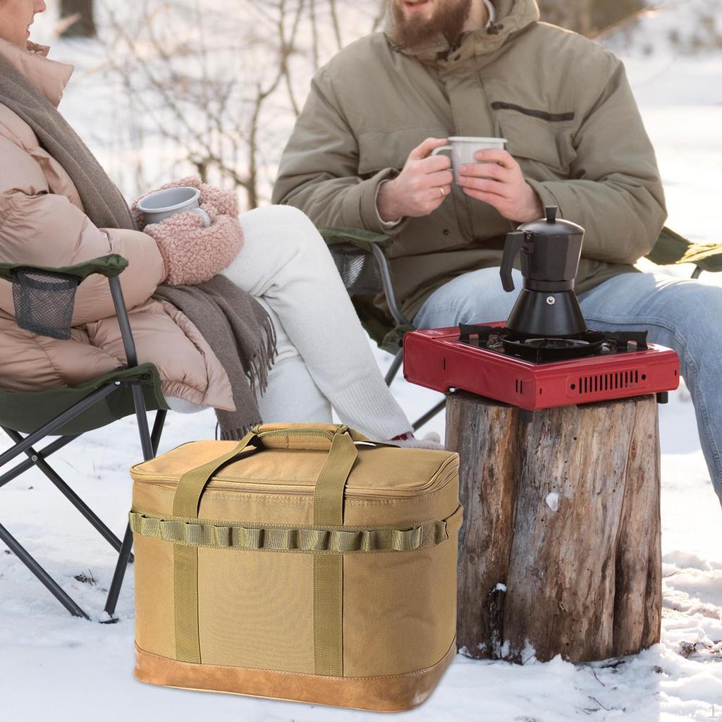 Camping Storage Bag Kitchen Cookware Handbag Wear Resistant Large Capacity with Mesh Pockets and
