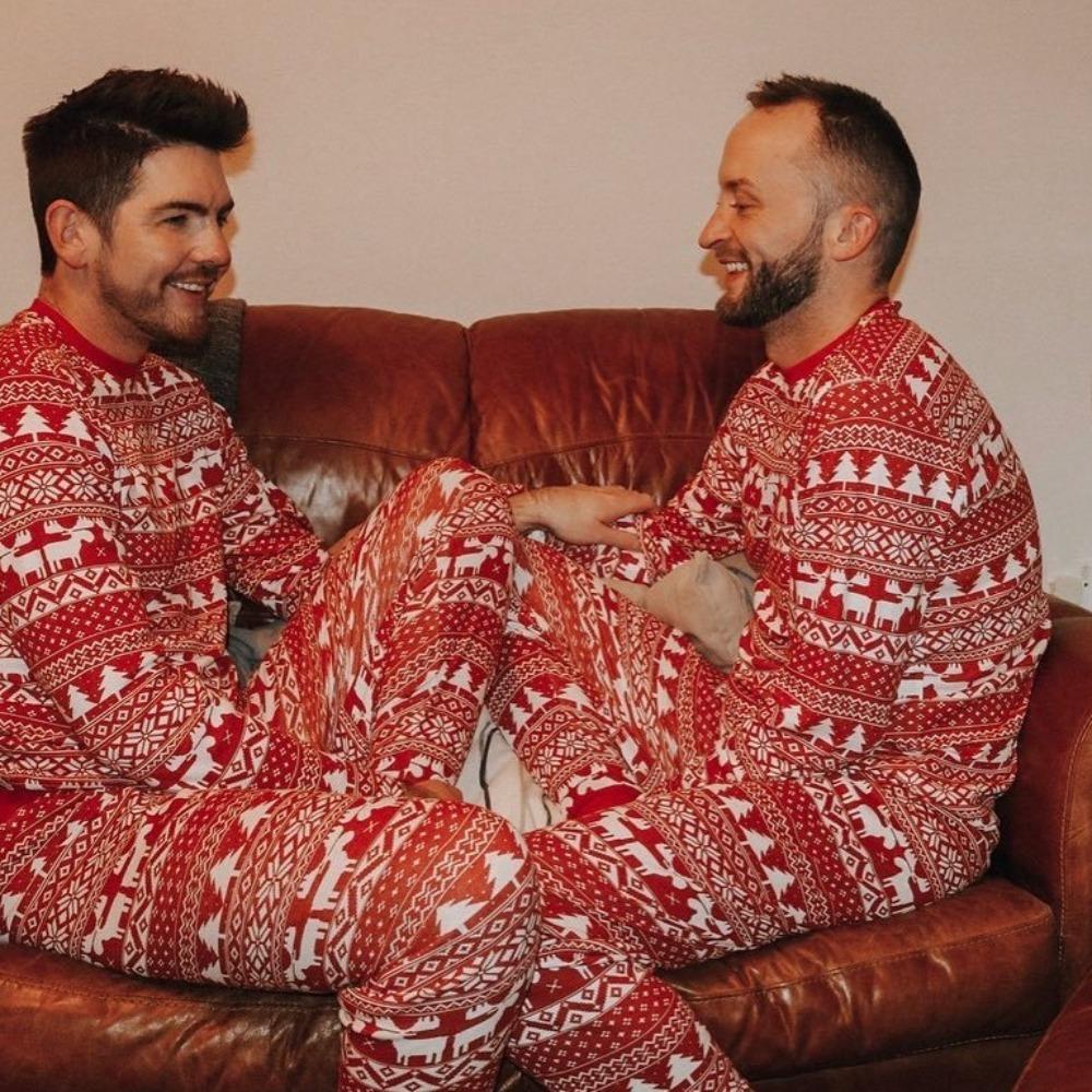 Ciepłe Rodzinne Piżamy Bawełniane Zestawy Ubrań 2024 Bluzka&Spodnie Mama Tata Dzieci