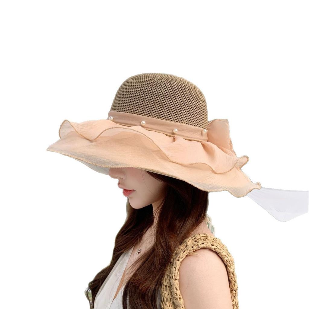 Spring And Summer Ladies Big Eaves Mesh Shell Ya Sweet Bucket Hat Shading Breathable Sun Hat Sun Hat