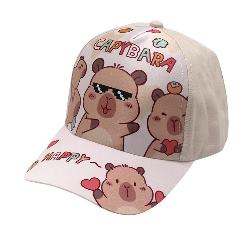 Cartoon Printed Capybara Children Baseball Hat Fashion Versatile Hat For Boys Girls Cute Outdoor Sunshade Peaked Cap Gifts