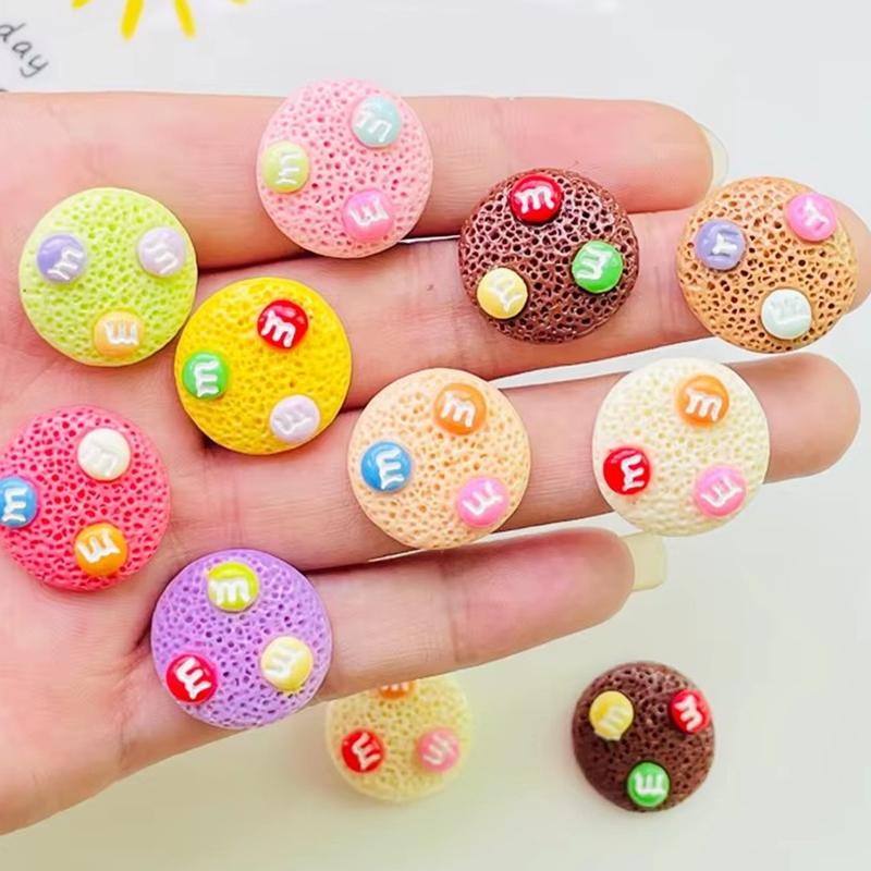10 Pcs New Lovely Mini Kawaii Cartoon M Bean Candy Biscuits Series Resin Diy Jewellery Hairpin Accessories Decorate A127