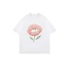 Oversized T Shirt Black Poppy Flower With Sleeping Cat Print Casual Wear For Women