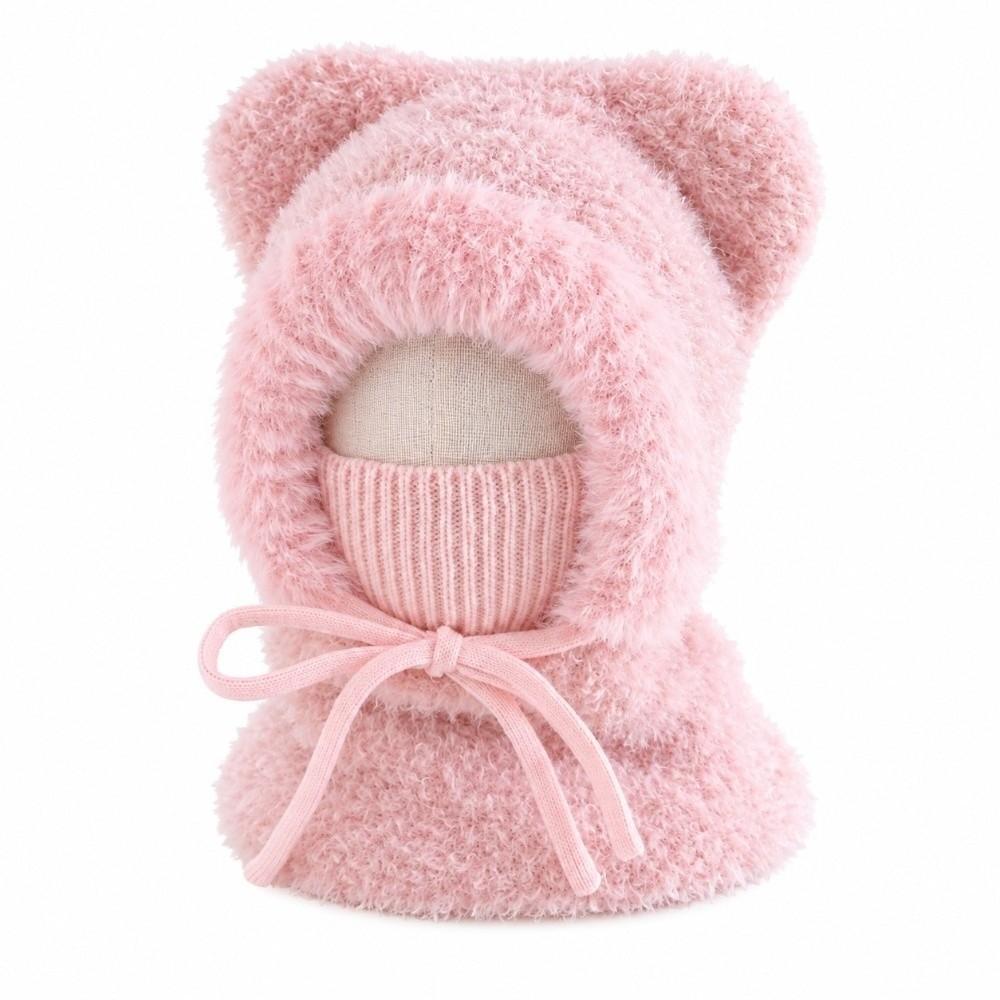 Thickened Kids Winter Beanie Knitted Thick Warm Balaclava Hooded Scarf Hat Toddlers