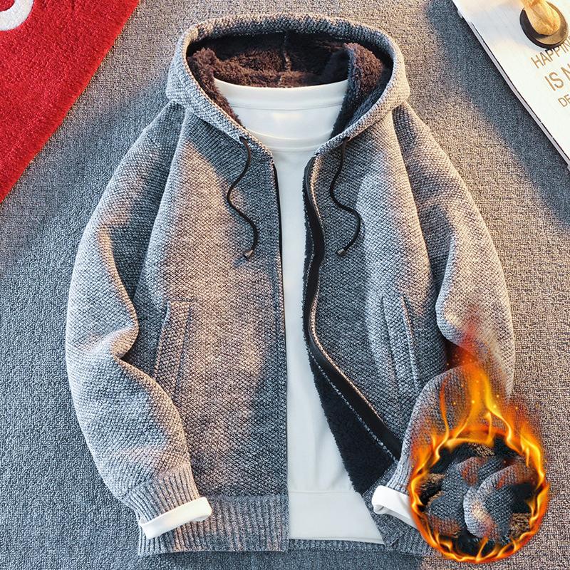 Classic Men's Knitted Sweater Cardigan Hooded Jackets Casual Streetwear Full Zip Cardigans Jackets Coat