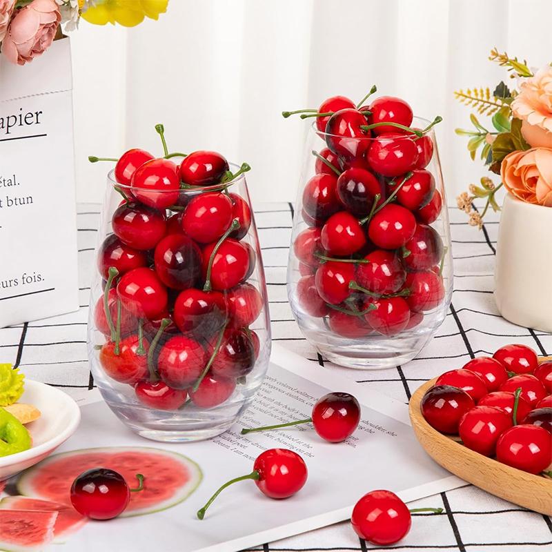 10/20Pcs Fake Cherry Artificial Fruit Model Simulation Cherry Ornament Craft Food Photography props Party Decor Home Decoration