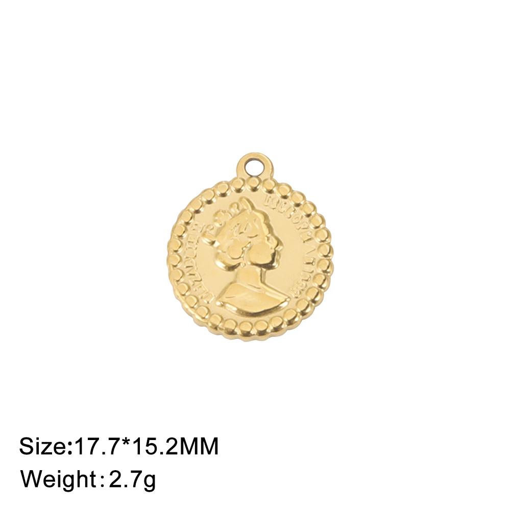 Teamer 5pcs/lot Queen Elizabeth Charms for Jewelry Making Stainless Steel Round Pendant DIY Necklace Bracelet Jewelry Accessory