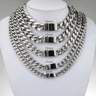 Stainless Steel Color Mens Womens Cuban Link Necklace