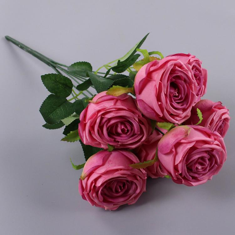 Single multi-headed rose wedding hotel decoration home road lead fake flower