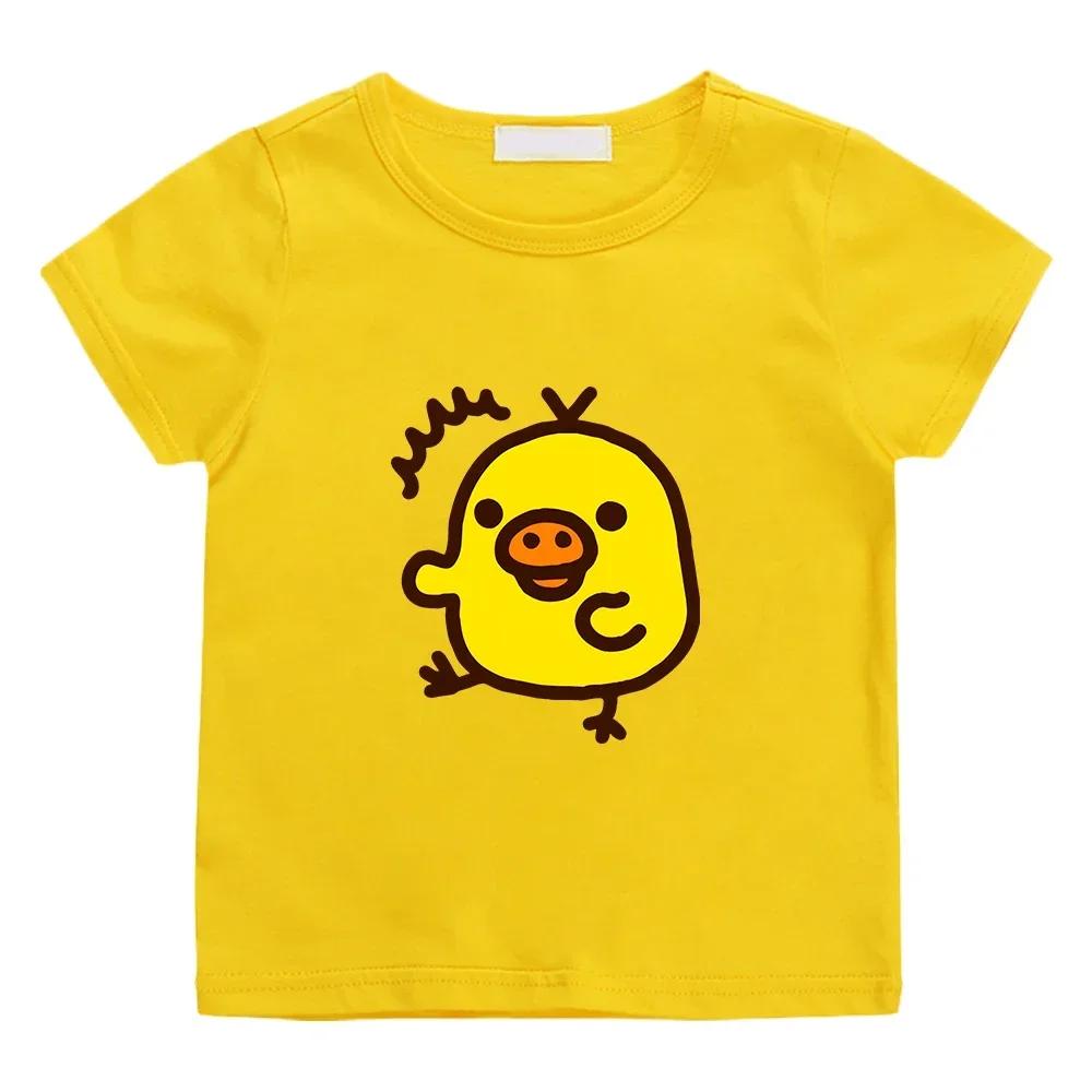 Kiiroitori Yellow Chick Kawaii Print Tshirt for Girls Teeshirt Casual Short Sleeve Summer Tshirt S