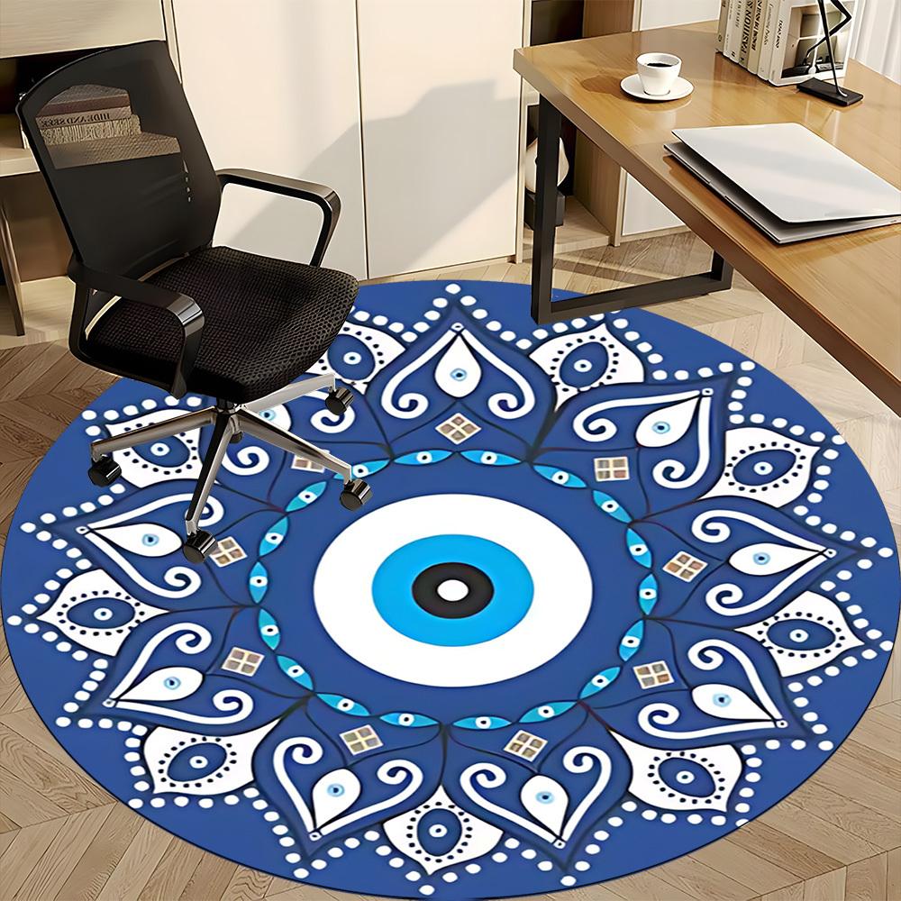 1pc Evil Eye Mandala Office Round Area Rug,  Mat Suitable For Office, Under Office Chairs Bedroom Living Room Home Decor, Room Deco