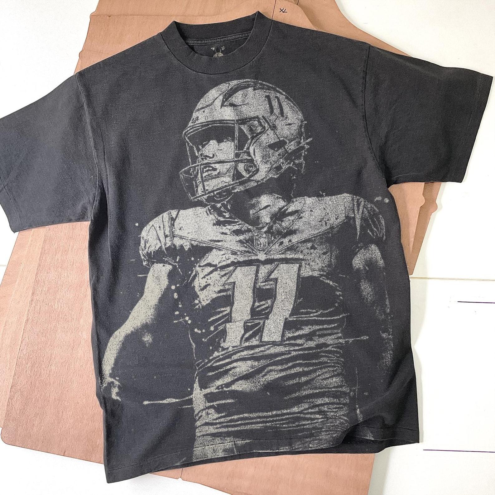 Cameron Dicker Handmade Bleached T-Shirt: Football Tee - Unisex Faded Black M