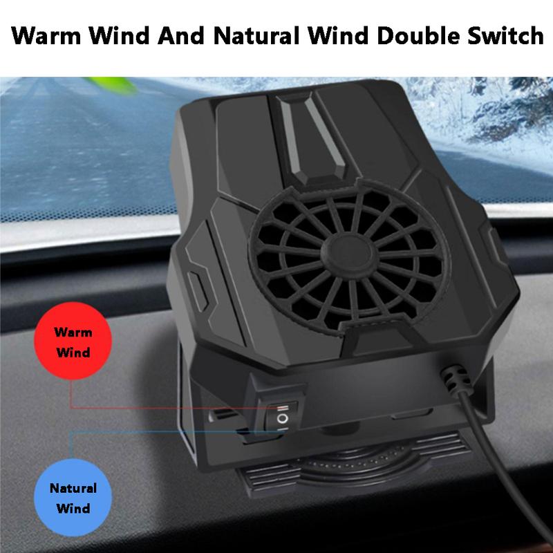 12V 120W/24V 200W Car Electric Windshield Heater Car Defroster Cooling Heating Fan Defogger Black Defogging Defrosting Fan