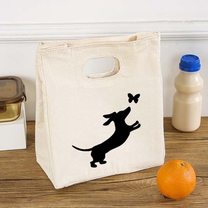 Dachshunds Fresh Cooler Bag Canvas Portable Insulated Thermal Lunch Bags for Women Kids Bento Box Tote Picnic Food Storage Pouch