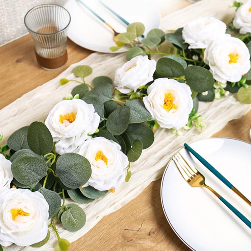 Artificial Greenery Garlands Flower Decor Green Spring Garland Wreath Vines Decorations for Table Home Wedding Mantle Party