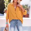 DIMANAF 2024 Plus Size New Summer Blouse Linen Fashion Solid Shirt Women Loose Long Sleeve Shirt Casual Tops Tees
