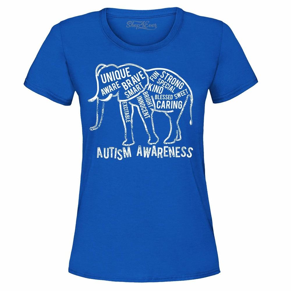 

Autism Awareness Elephant Women s T-Shirt Unique Strong Autism Mom Shirts M