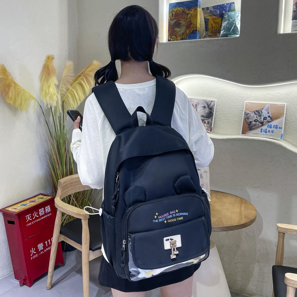Schoolbag pain bag backpack female junior high school girl large capacity cute girl high value backpack primary school student light schoolbag female