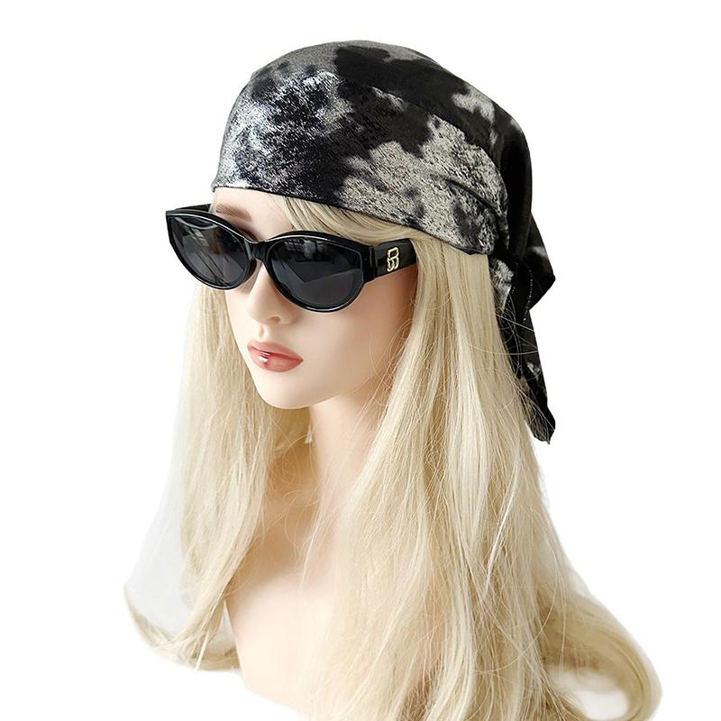 Retro Spicy Pu Leather Headscarf Hat Women Summer Y2K Square Scarf Hip-Hop Kerchief Korean Series Versatile Headband Hair Scarf