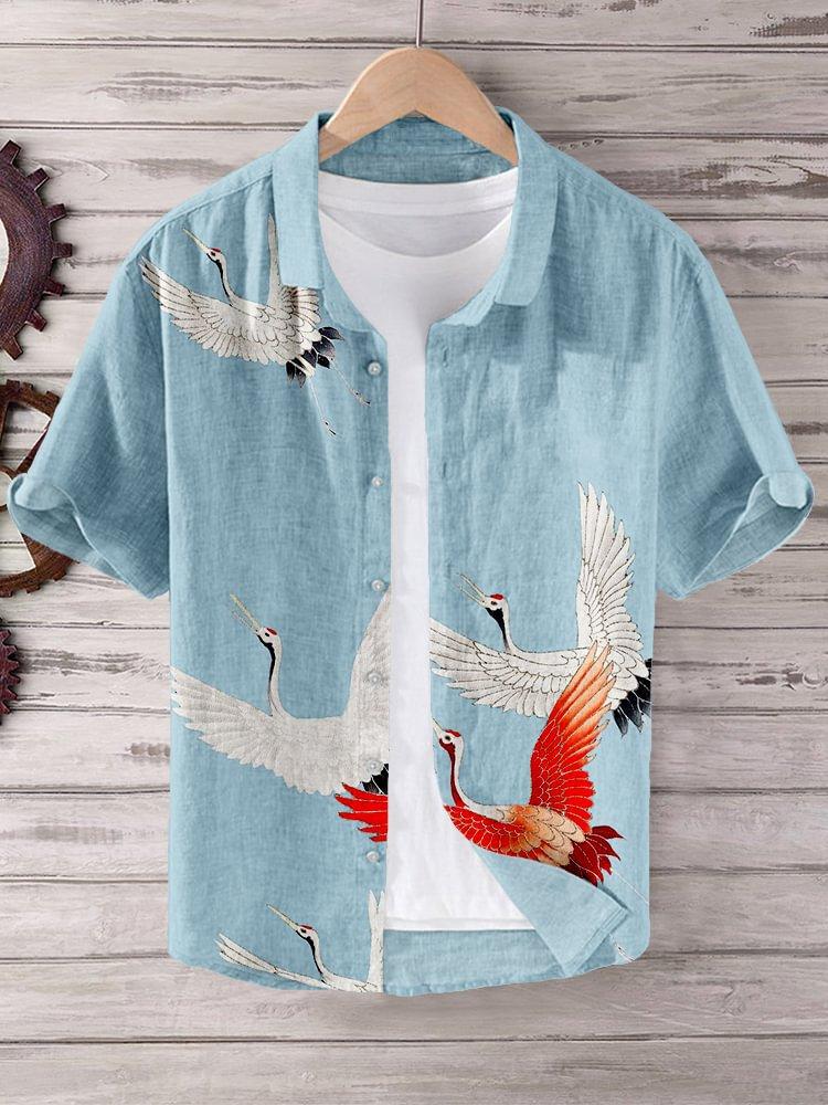 Direct Sales of National Style Short-sleeved Shirts Men's Tops Wholesale Cardigan 1D Digital Printing National Trend