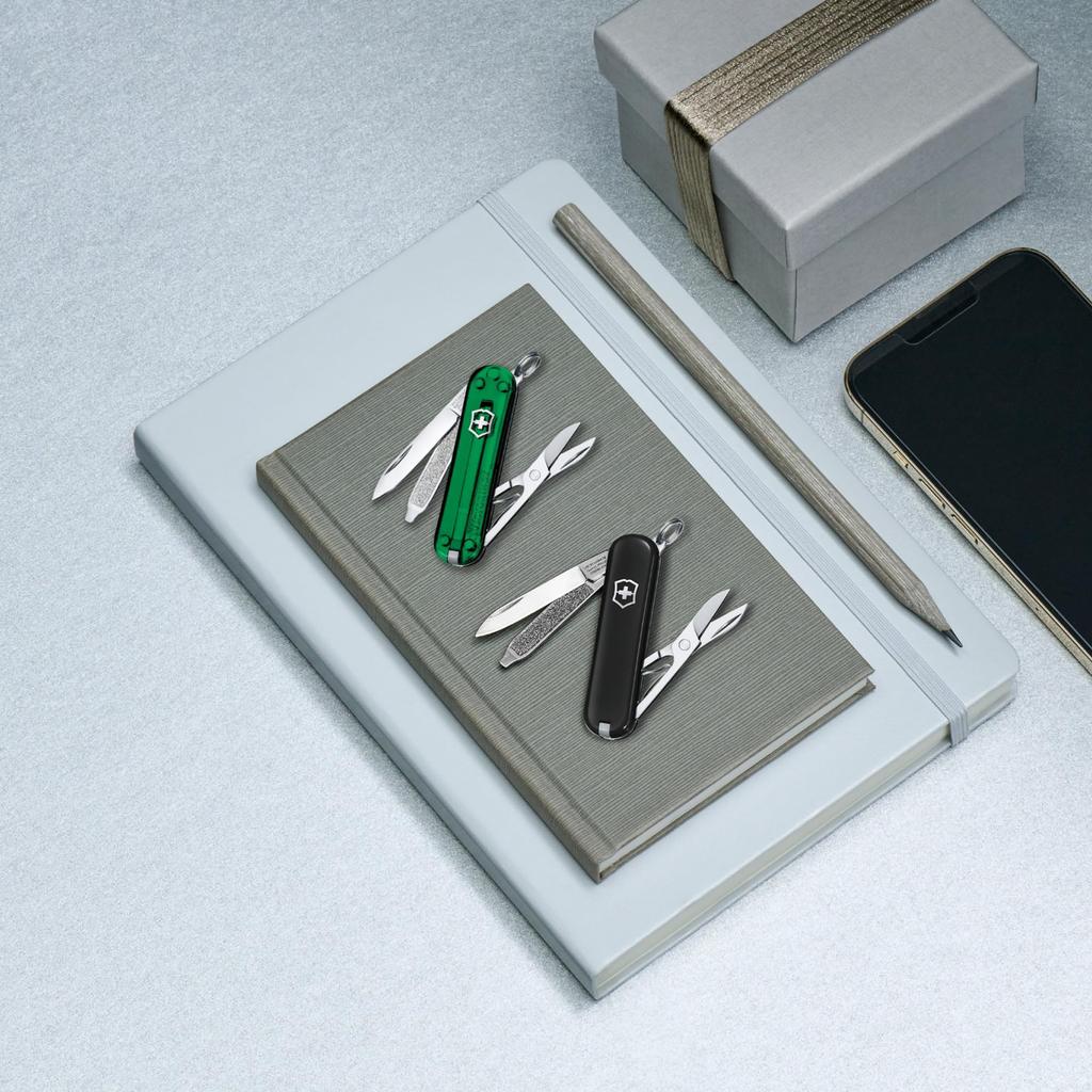 VICTORINOX Classic SD Classic Colors Green Trancelucent Swiss Army Disaster Preparedness Outdoor Flathead Nail Compact and Equipped with 10 Perfect As