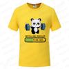 Funny Panda Gym Print T-Shirt Unisex Tees for Men Women O-neck Casual Short Sleeved Weightlifting Installing Muscles Basic Tops