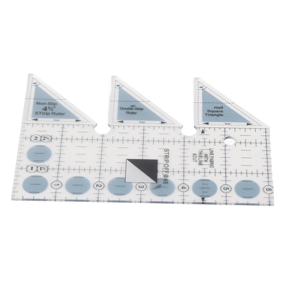 Ruler Grids 456090 Degree Double Strip Ruler Transparent Acrylic Non Slip Quarter Triangle