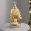 For Glass Christmas Tree Figurine Tabletop Tree Ornament with LED Lights Holiday Decor Light Up Tree Cone for Home Office Partie