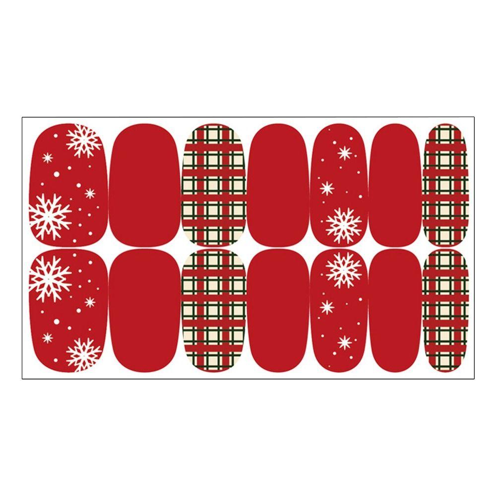 1Seet/14PCS Nail Art Christmas Nail Stickers Self-Adhesive Nail Polish Strips Full Stickers DIY