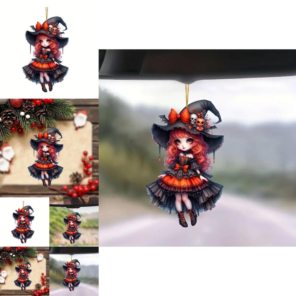 Car Decor Acrylic Girl Pendant Halloween Style Car Interior Ornament For Vehicle Decoration
