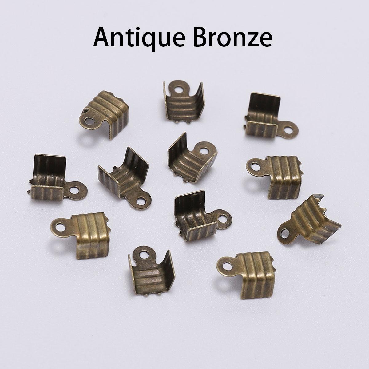 

200 шт., золотой, серебряный маленький конец шнура, складной трехпроводной застежкой, обжимной шнур с бусинкой, пряжка, разъем для изготовления ювелирных изделий, принадлежности «сделай сам» 3 x 6mm