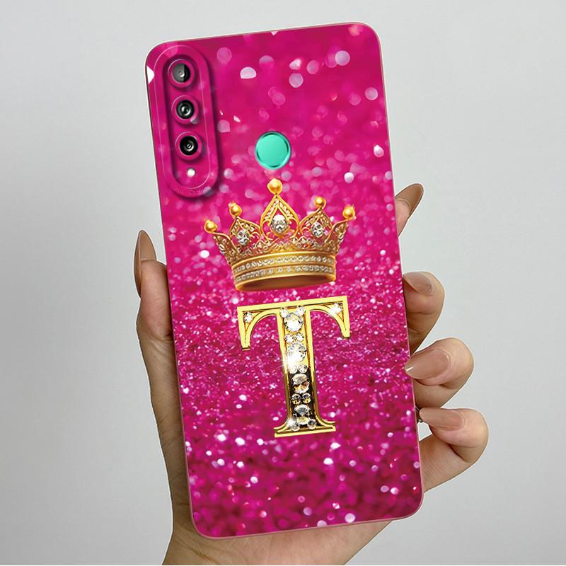 For Huawei Y7p P40 Lite E ART-L28 ART-L29 Fashion Initial Letter Couple Phone Case Y7P 2020 Soft Silicone TPU Protective Casing
