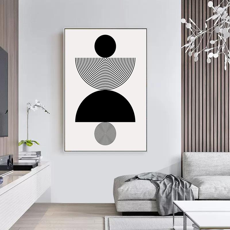 Abstract Modern Art Geometrical Shapes Poster Canvas Painting Black White Wall Art For Living Room Home Decoration Mural