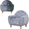 Kinder-Sessel Kinder-Sofa phosphoreszierend mit Sternenmuster, Samtstoff, für Jungen und Mädchen, grau