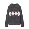 Womens Classic Argyle Collar Knit Sweater Regular Fit Long Sleeve Neutral Tones Office Casual Wear