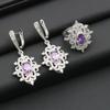 New Arrivals Purple Zircon Silver Color Jewelry Sets for Women Noble Bracelet Earrings Necklace Ring Wedding Bridal Jewelry 4PCS