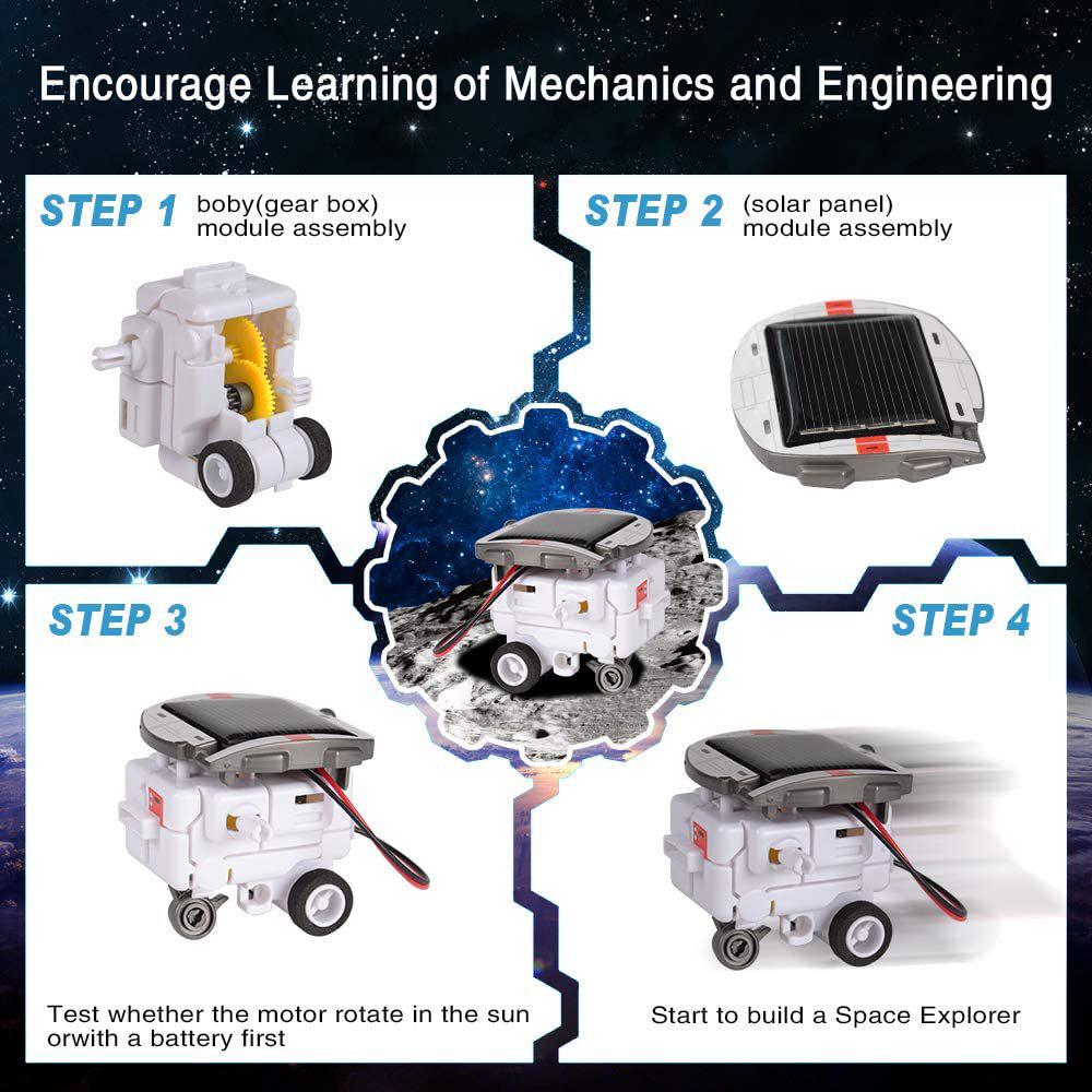 6-in-1 DIY Solar-Powered Space Building Blocks: Self-Assembled Car & Intelligent Robot Toy