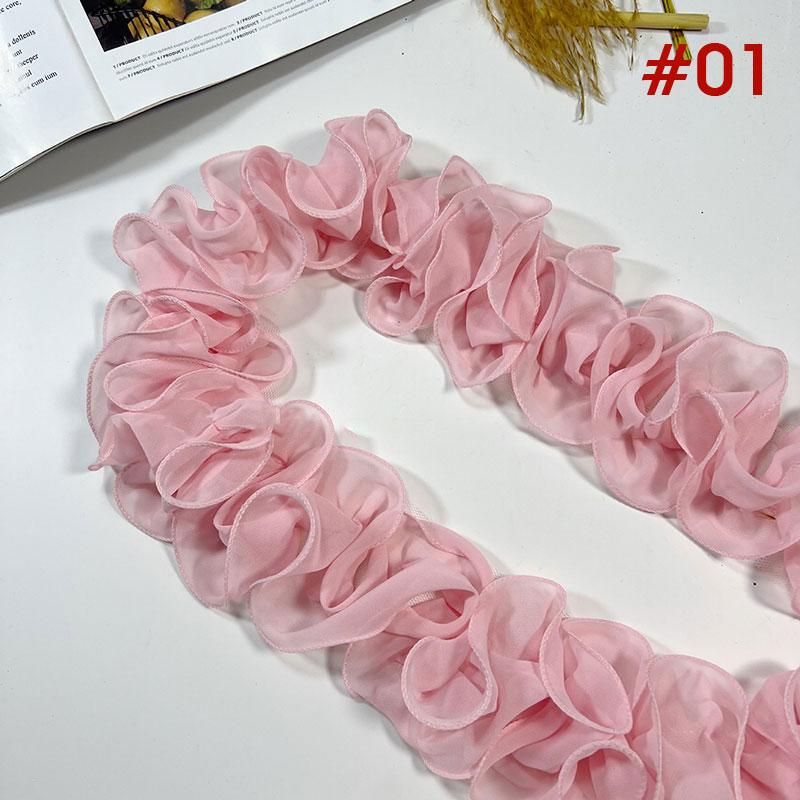 10 Yards 10cm Width Pleated Chiffon Tulle Lace Trim Ruffled Lace Fabric Applique Ribbon Trim Edge For DIY Sewing Dress Curtain